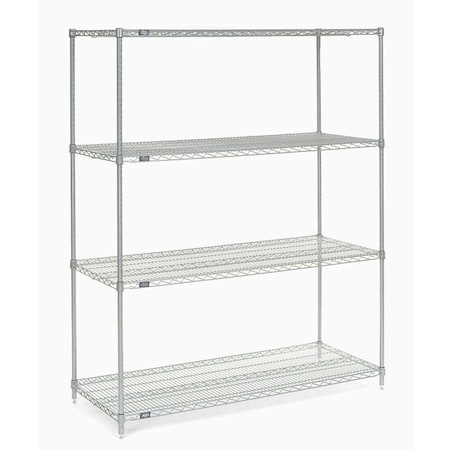 Nexel Poly-Z-Brite 5 Tier Wire Shelving Starter Unit, 72W x 24D x 63H 24726Z5